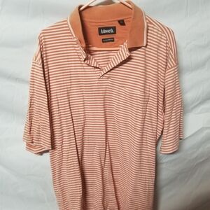 Ashworth Peach and White Striped Polo Shirt